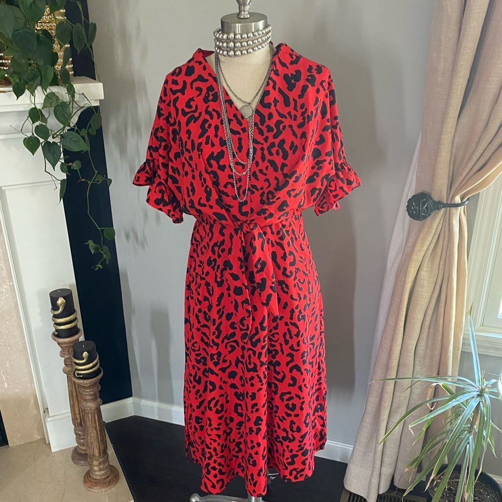 Who What Wear Red leopard print dress size xs